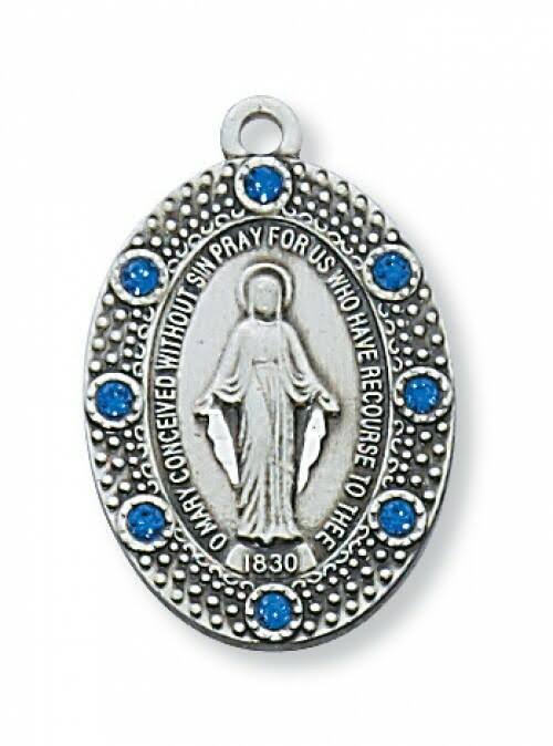 Sterling Silver & Blue Medal on 18" Chain S87491