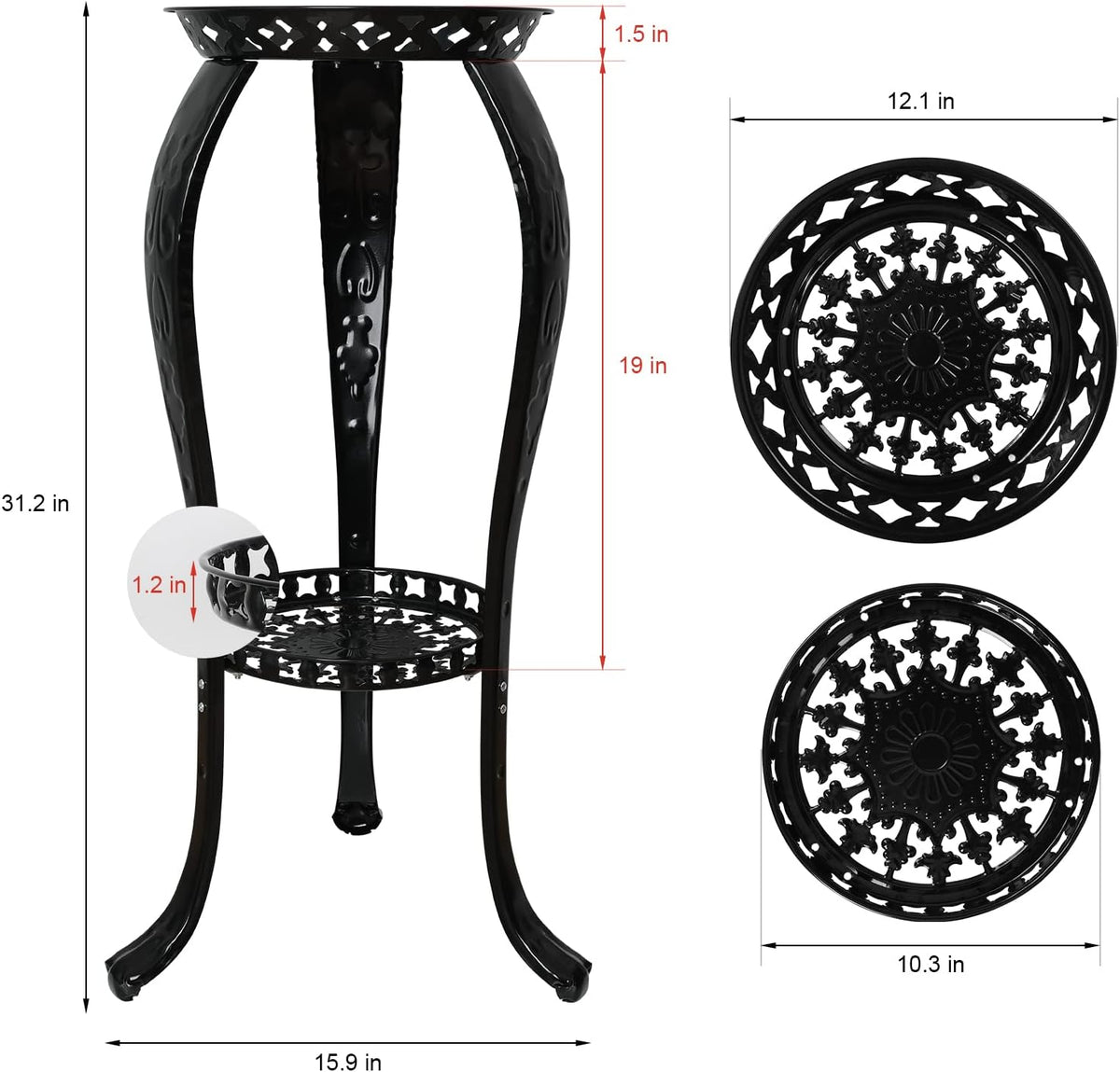 2-Pack Black Metal Plant Stand R195
