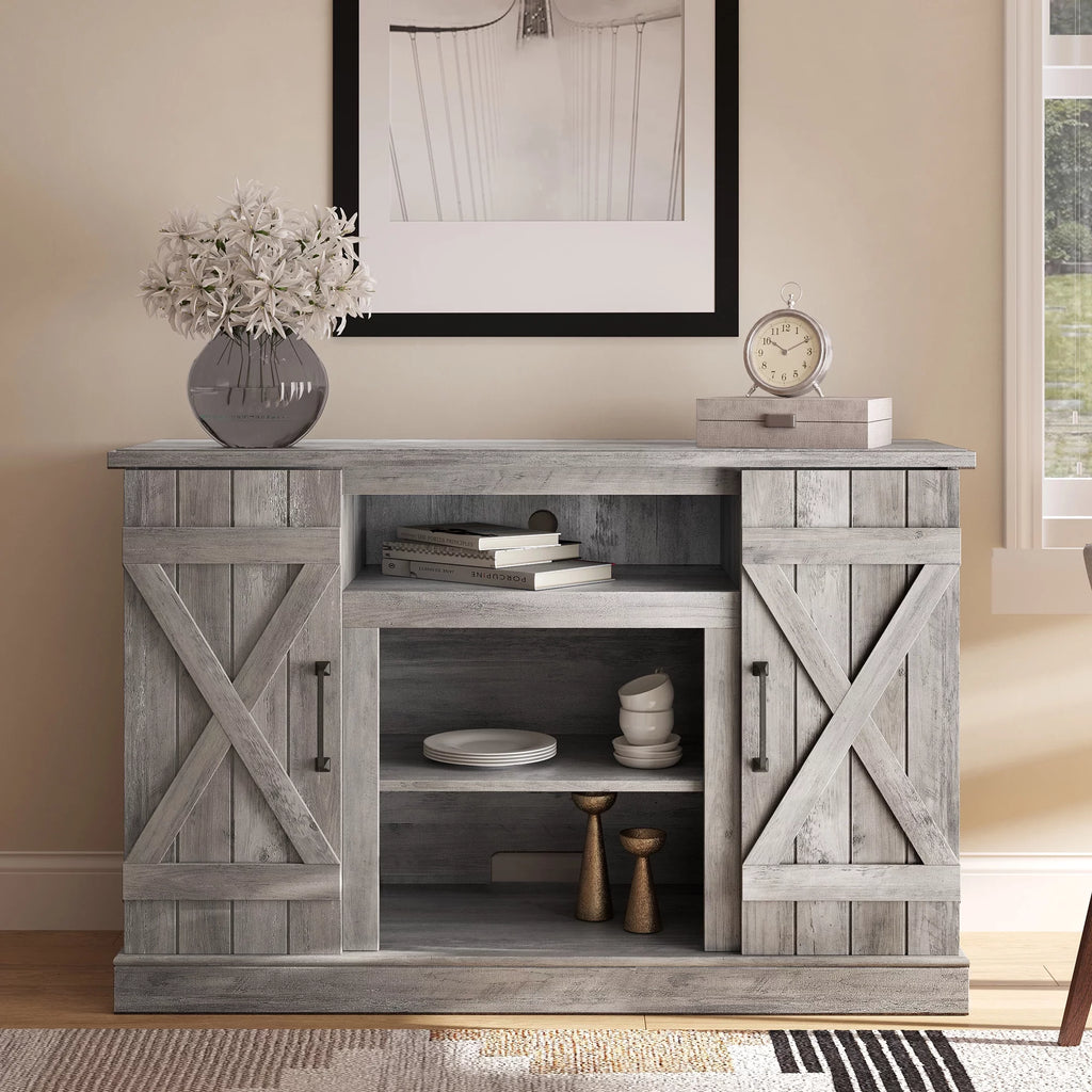 Gray Wash TV Stand Media Entertainment Center I386322