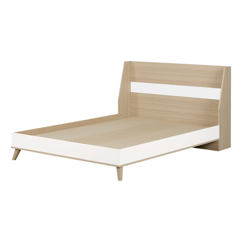 Full Soft Elm and Pure White Bed X143