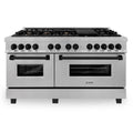 60 Inch Dual Fuel Range in Stainless Steel with Matte Black Accents T9392