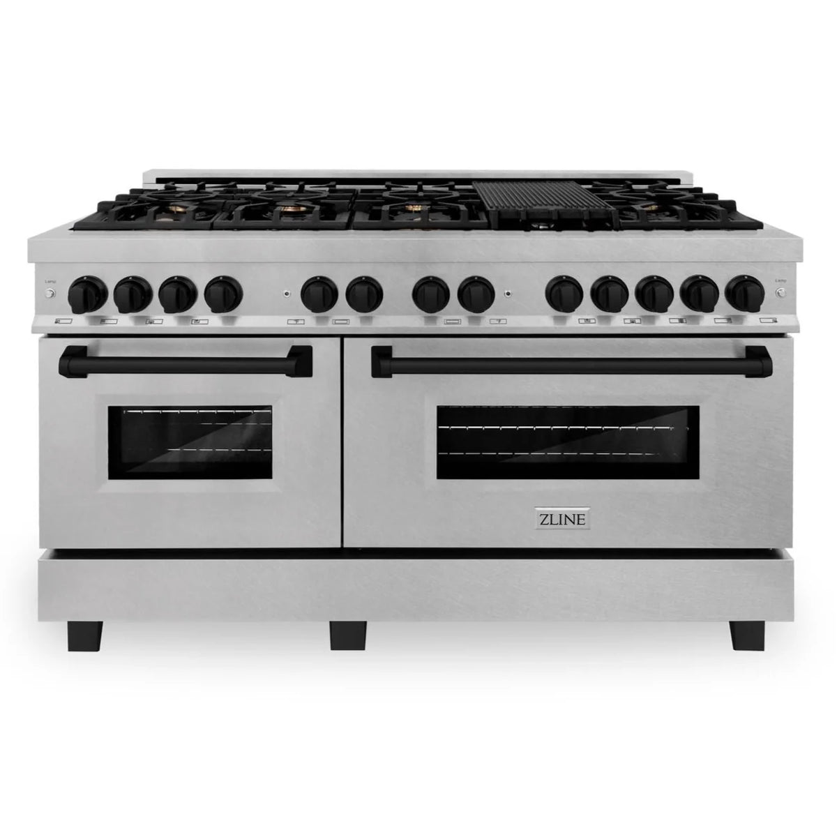 60 Inch Dual Fuel Range in Stainless Steel with Matte Black Accents T9392