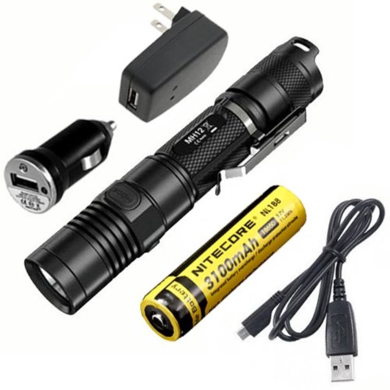 Rechargeable Flashlight with USB Cable and Car Adaptor Y977426