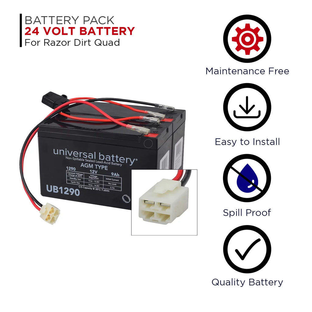 24 Volt 9 Ah Battery Pack with Wiring Harness Y1427