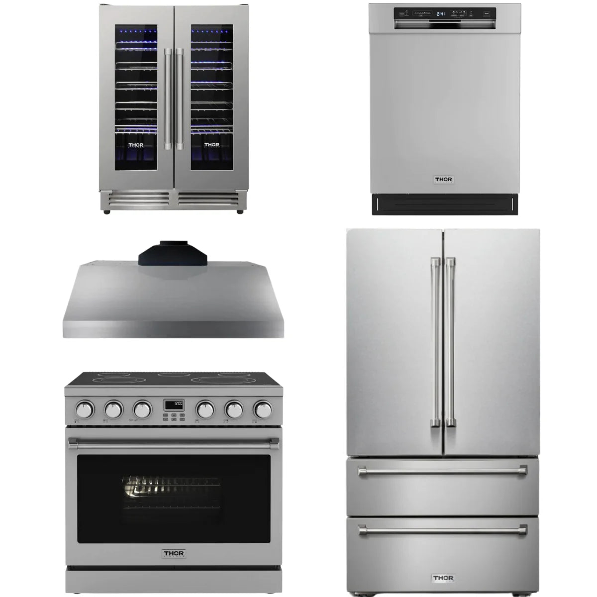 36 Electric Range, Range Hood, Refrigerator, Dishwasher and Wine Cooler T11164