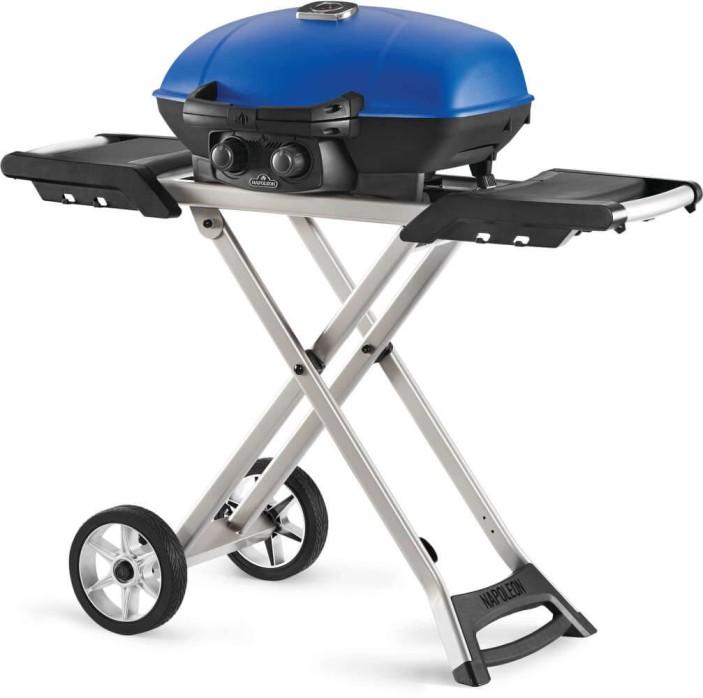 Blue Portable Propane Gas Grill with Scissor Cart & Griddle R165