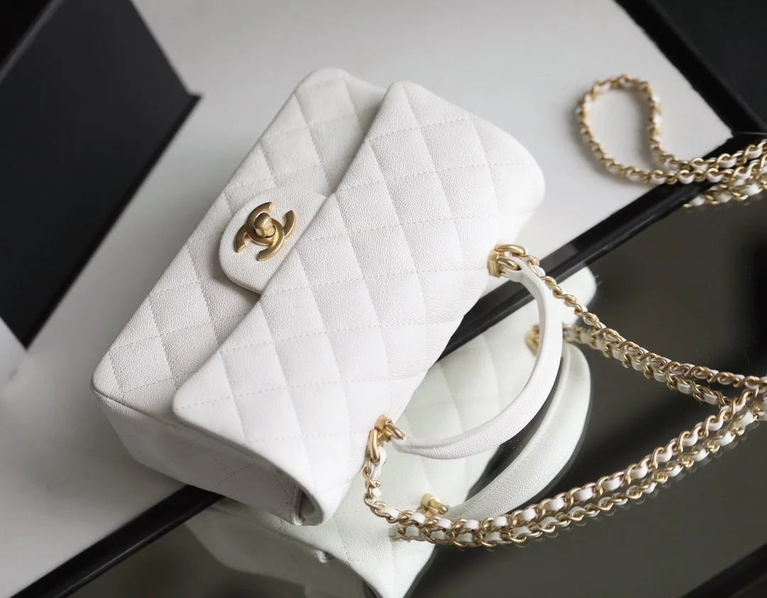 White Mini Flapbag With Top Handle L798168