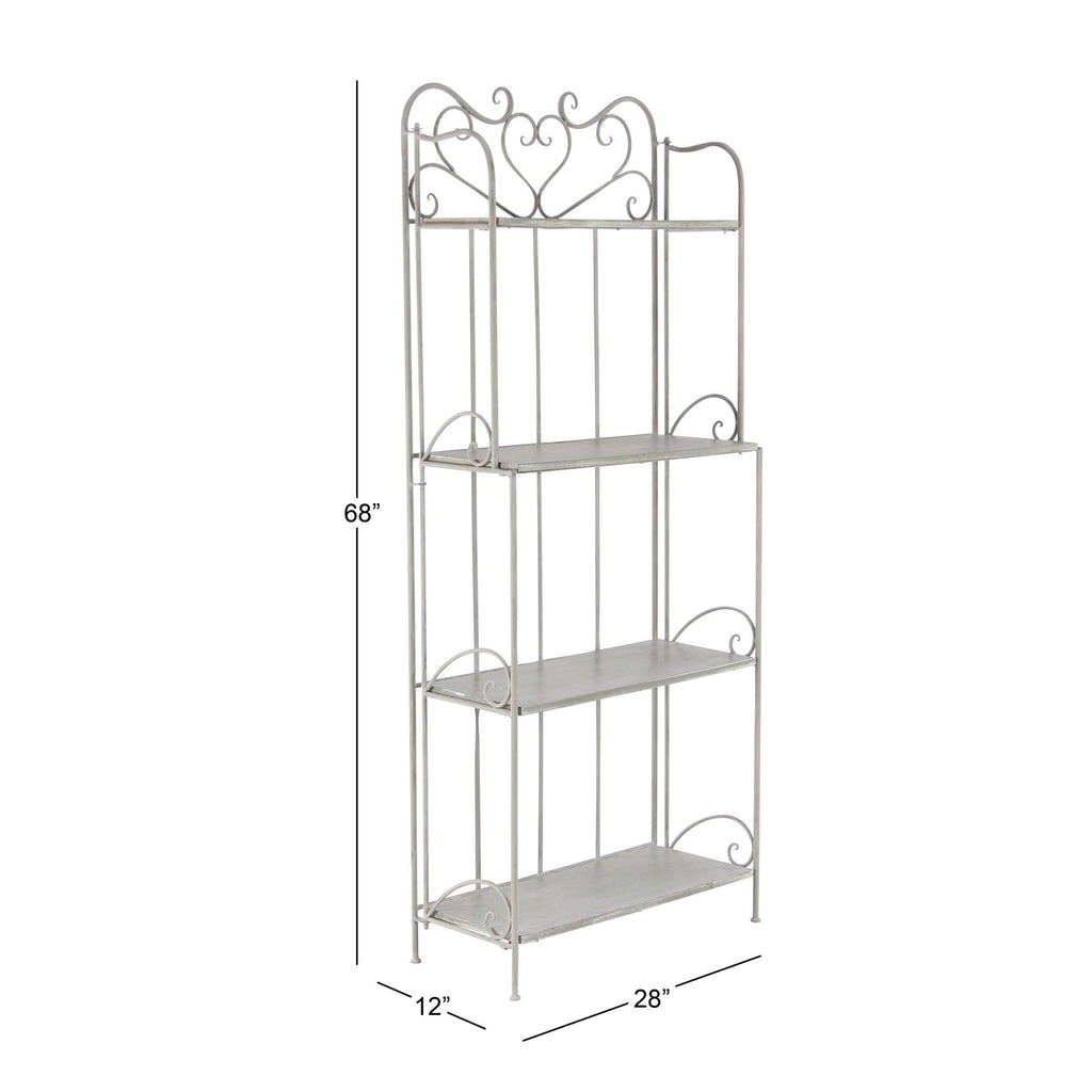 Gray Wood and Iron Four-Tier Bookshelf F80023