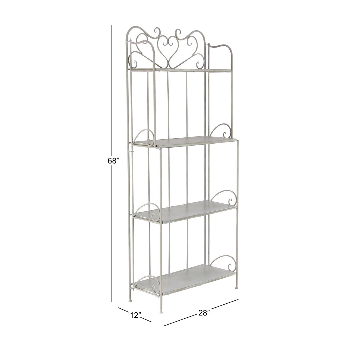 Gray Wood and Iron Four-Tier Bookshelf F80023