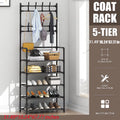 Coat Rack Stand with 5 Shelves Storage Black K75126