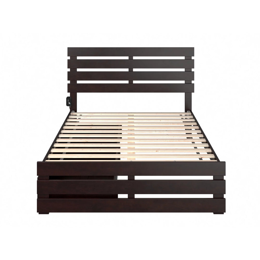 Espresso Wood Full Bed with Footboard and 2 Drawers S45703