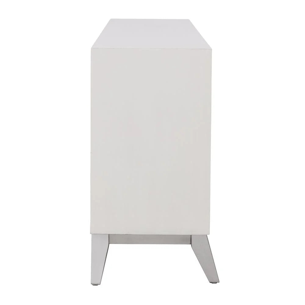 4-Door Wood Credenza in White and Silver W150202