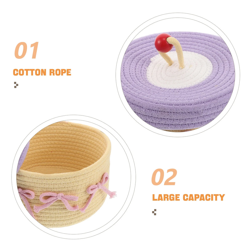 Woven Cotton Rope Basket With Lid Y74664