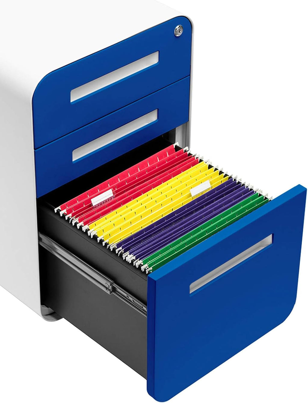 3-Drawer Mobile File Cabinet Blue Faceplate Z7735