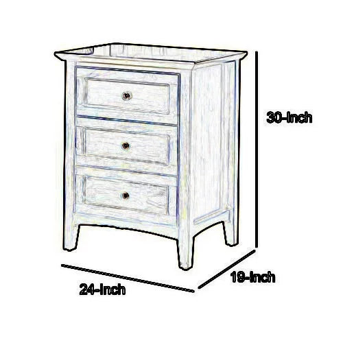 3 Drawer Wooden Nightstand with Tapered Legs P223