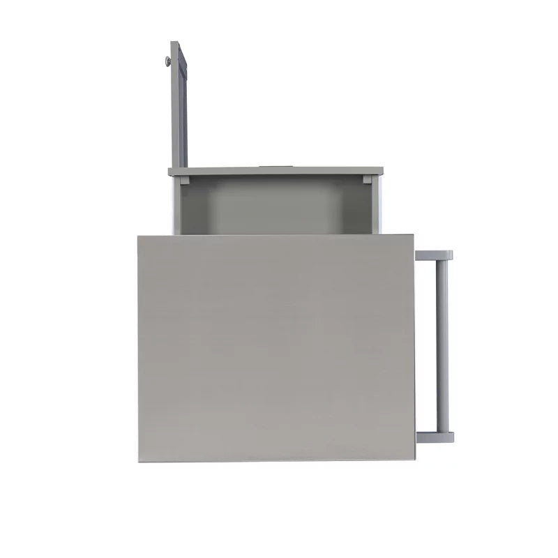 Gray Wood Stainless Steel-Top Kitchen Cart M266