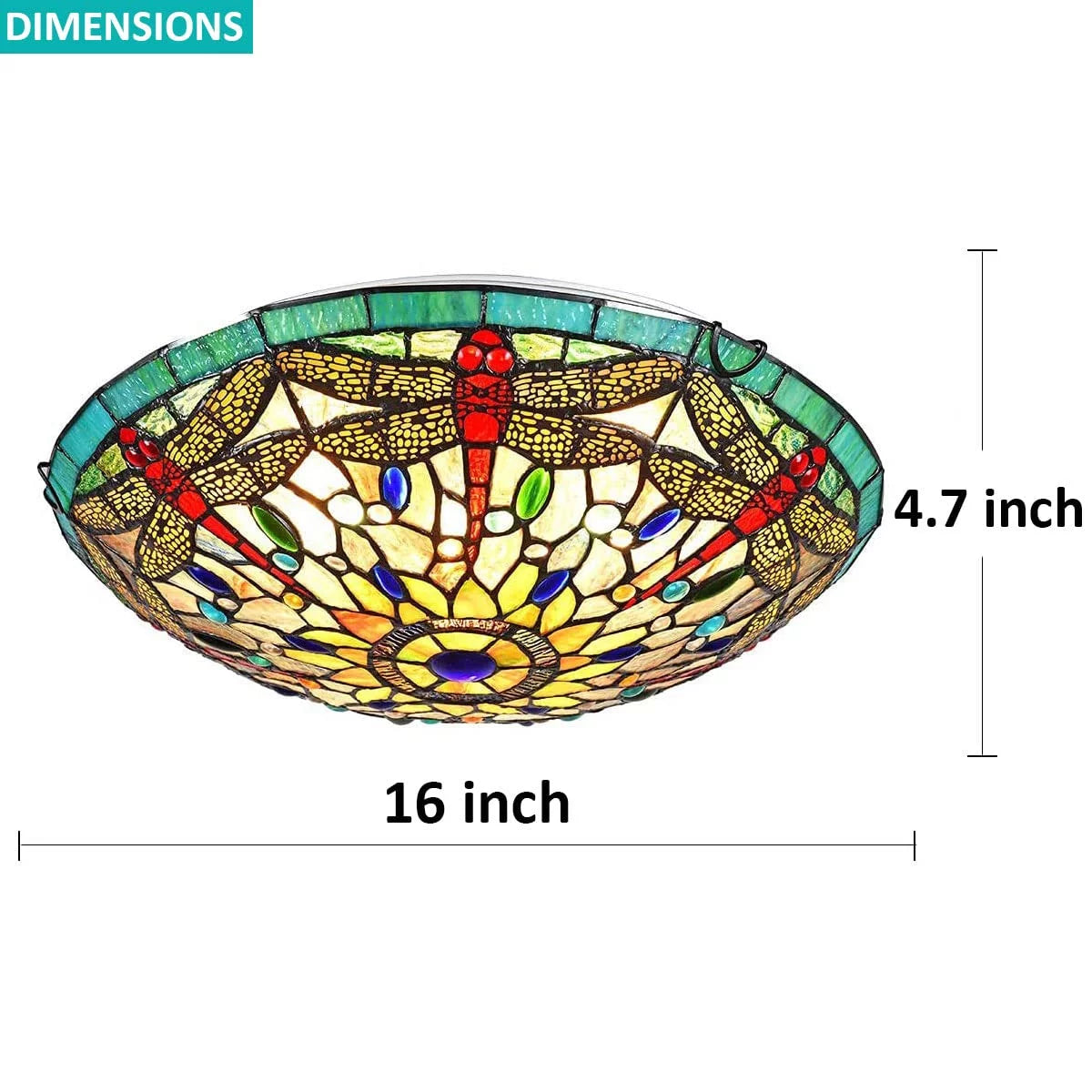 Red Dragonfly Stained Glass Flush Mount Ceiling Light T399399