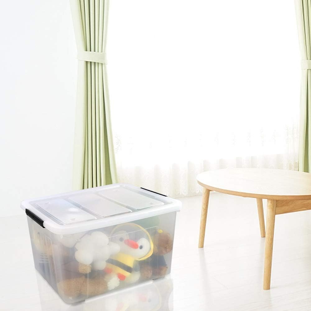 Clear Plastic Storage Box with Wheels, Set of 4 Q286