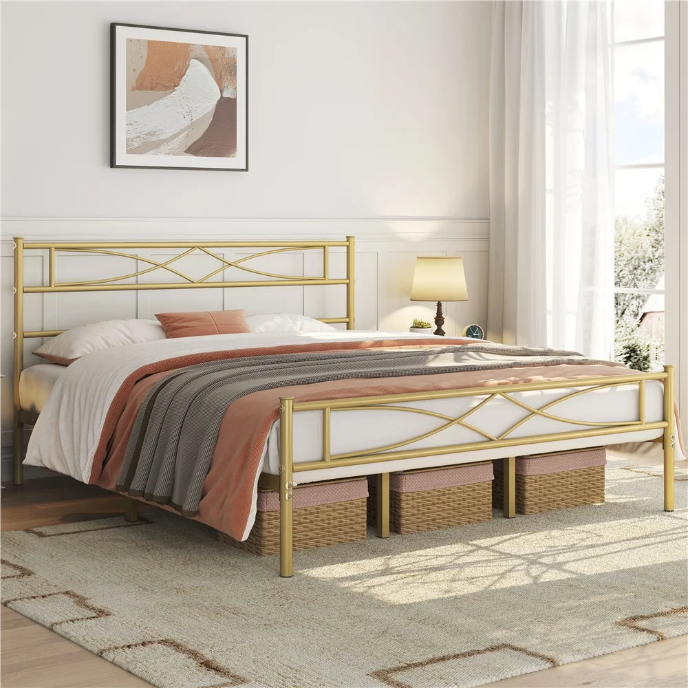Metal King Bed Frame with Headboard and Footboard C185