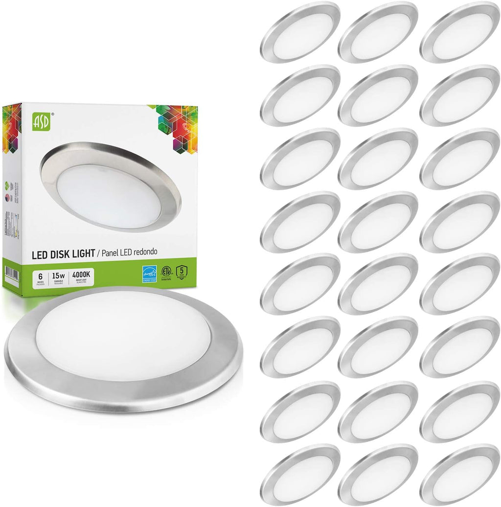 24 Pack 6 Inch LED Disk Light Dimmable Recessed Ceiling Light White Finish 4000K Wet Location Z508366