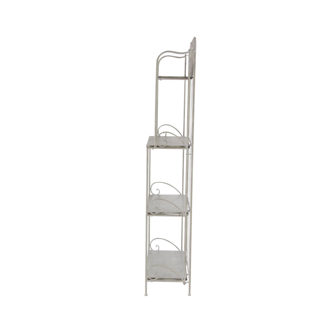 Gray Wood and Iron Four-Tier Bookshelf F80023