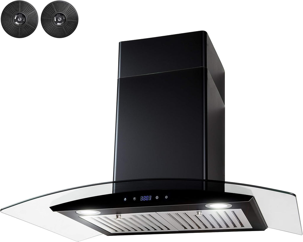 30 in Black Painted Stainless Steel Convertible Wall Mount Range Hood C9991