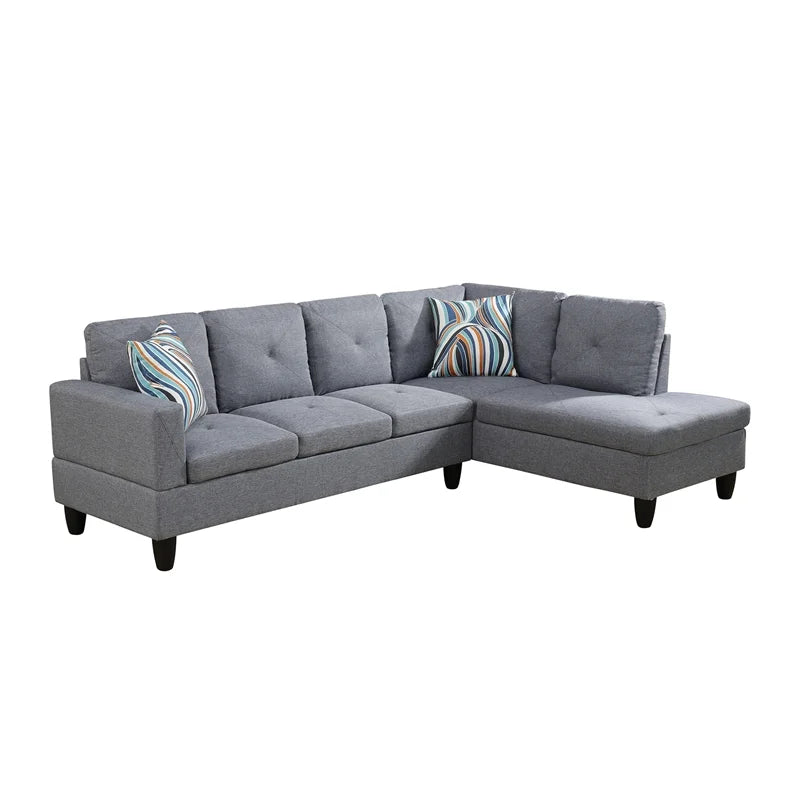 Microfiber Fabric Right Facing Sectional Grey T23621
