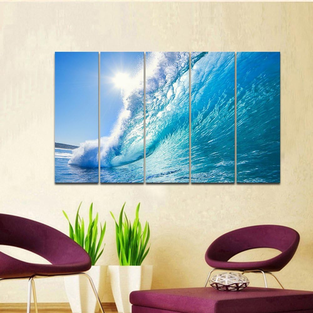 5 Piece Framed Giclee Canvas Prints Seascape Artwork E212