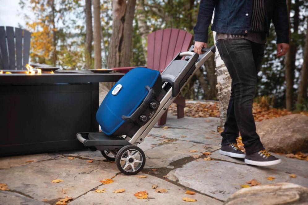 Blue Portable Propane Gas Grill with Scissor Cart & Griddle R165