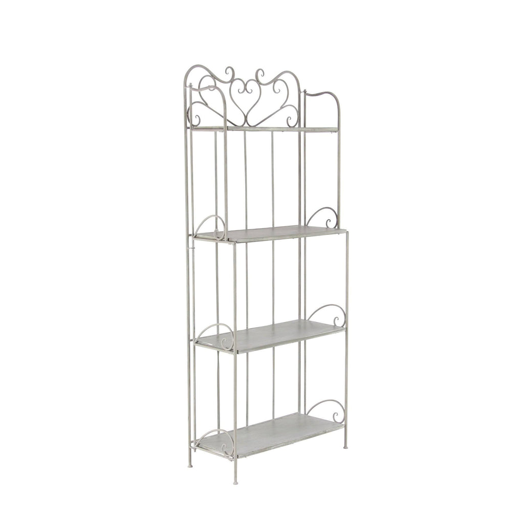 Gray Wood and Iron Four-Tier Bookshelf F80023