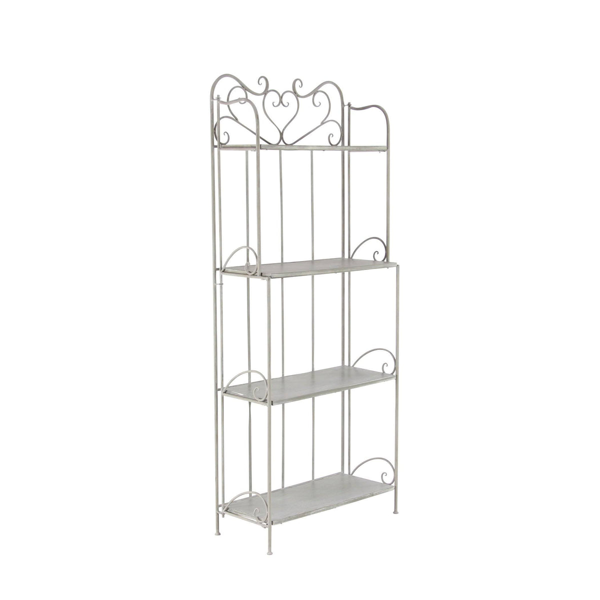 Gray Wood and Iron Four-Tier Bookshelf F80023