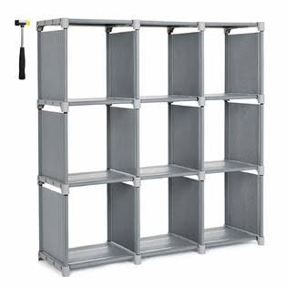 9 Cube Gray Storage Shelves Bookshelf Organizer Rack Cabinet B35124