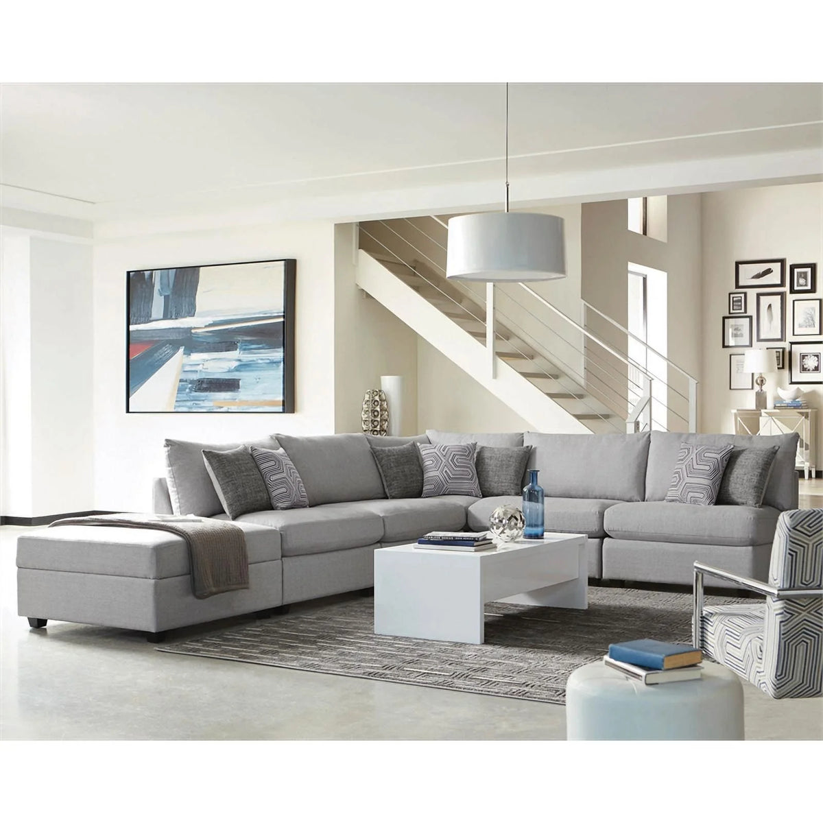 Gray 6-piece Fabric Upholstered Modular Sectional D161048