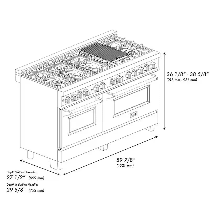 9-Burner Double Oven Dual Fuel Range in Stainless Steel S3260
