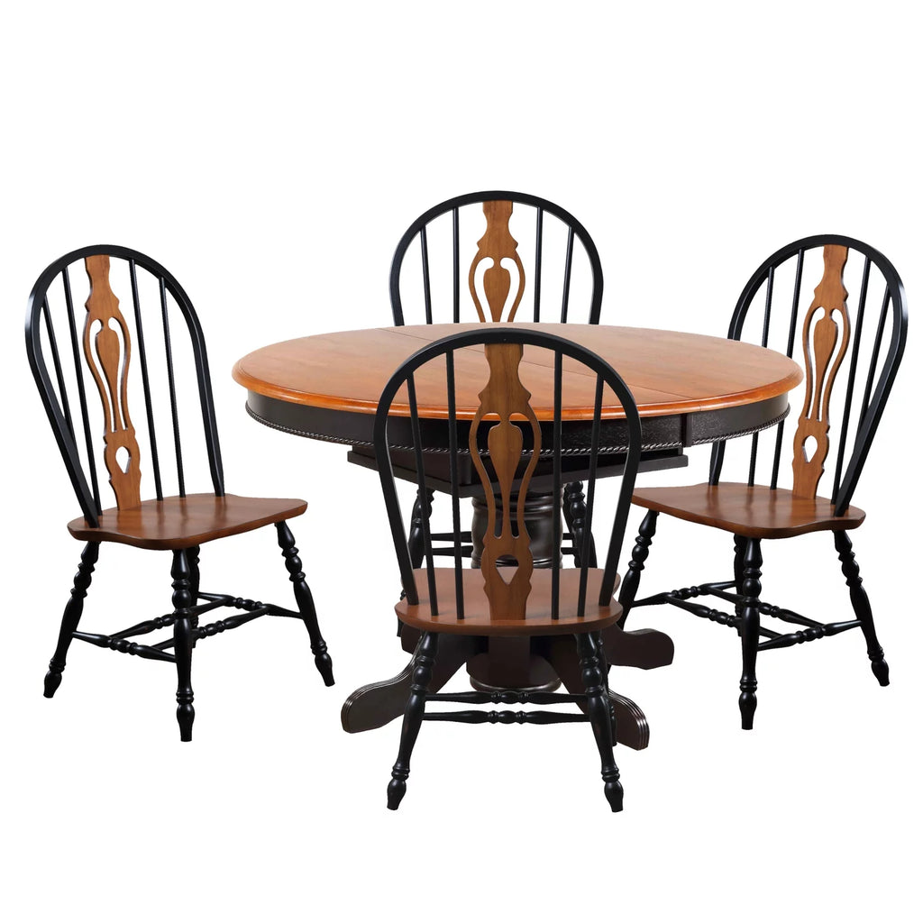 5 Pc Black Cherry Wood Dining Set V82408