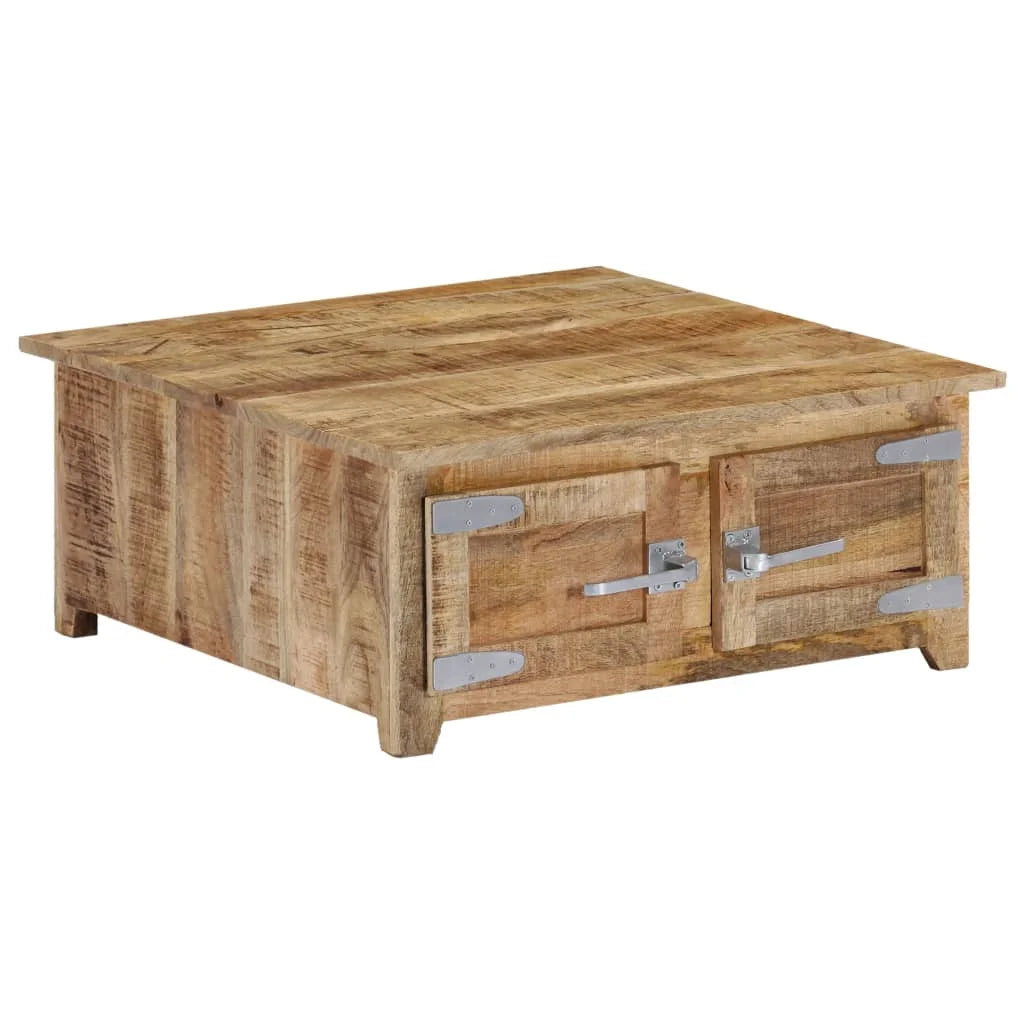 Mango Wood Coffee Table with 2 Cabinets and 2 Doors Y648353
