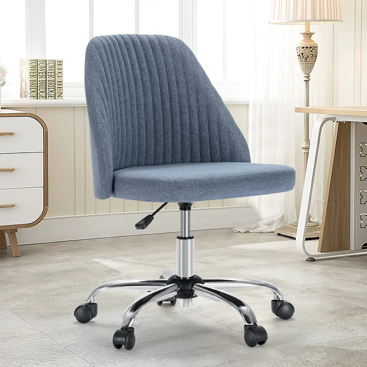 Green Twill Fabric Adjustable Swivel Armless Desk Chair K310