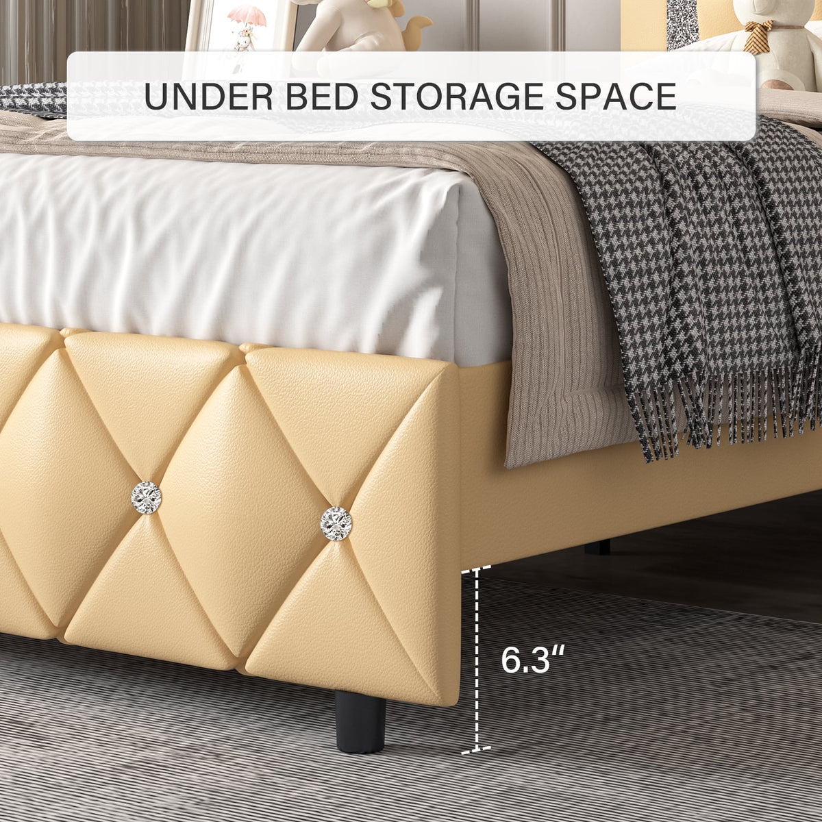 Black Twin Size Upholstered Platform Bed Frame with Headboard K1956