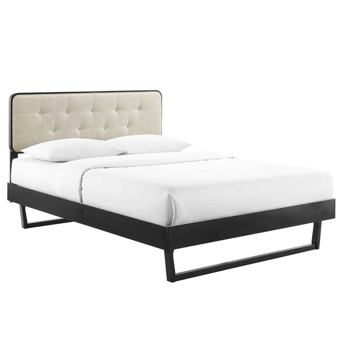Black Beige Queen Wood Platform Bed L863277