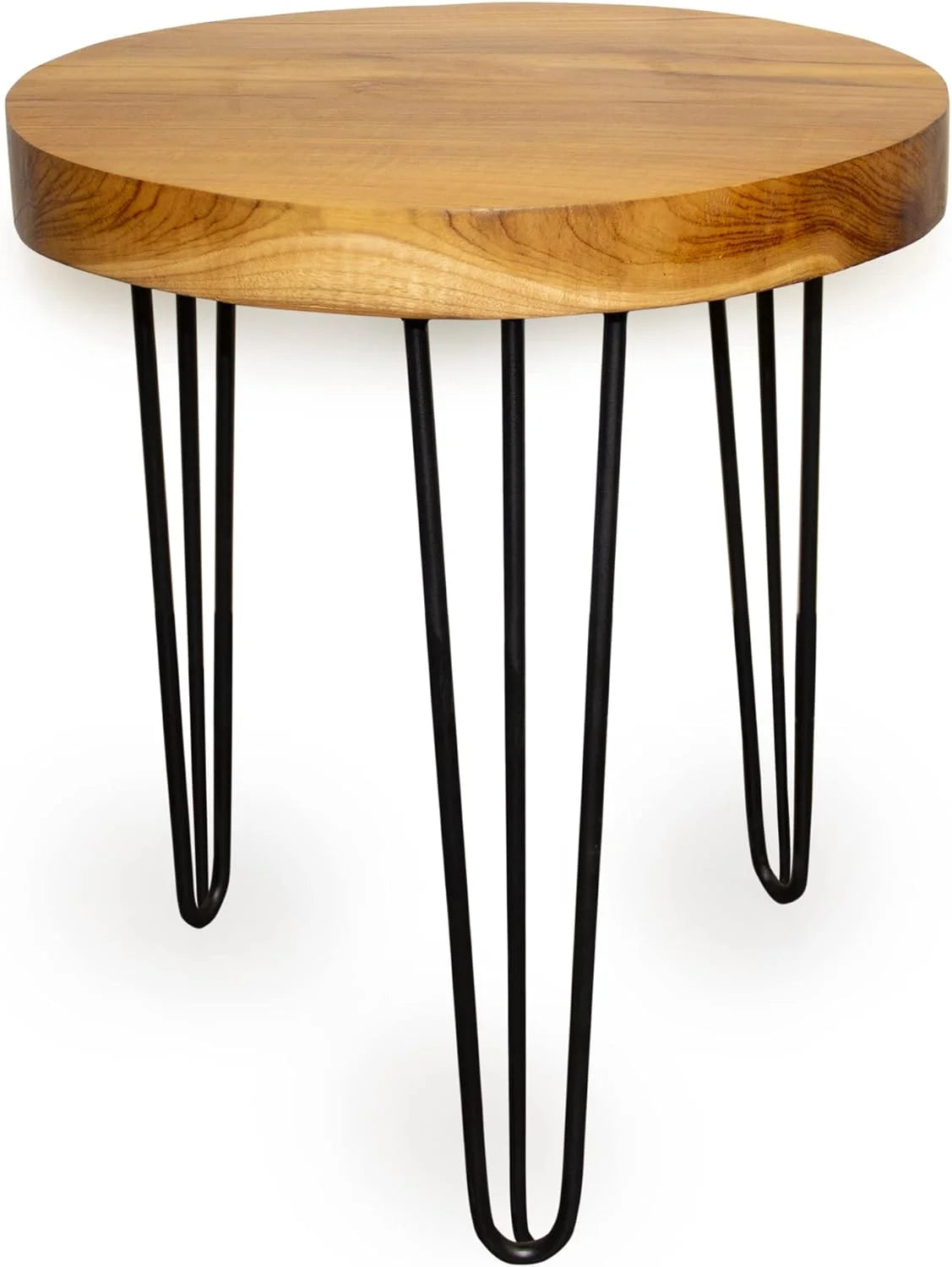 Round Teak Wood Accent End Table S28392