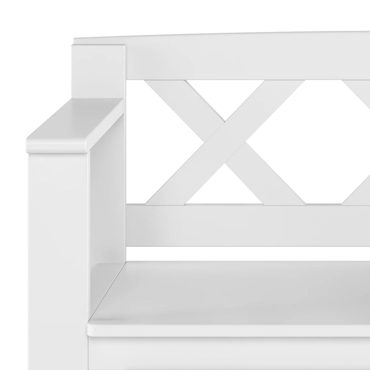 White Solid Wood 36 Inch Storage Bench N365586