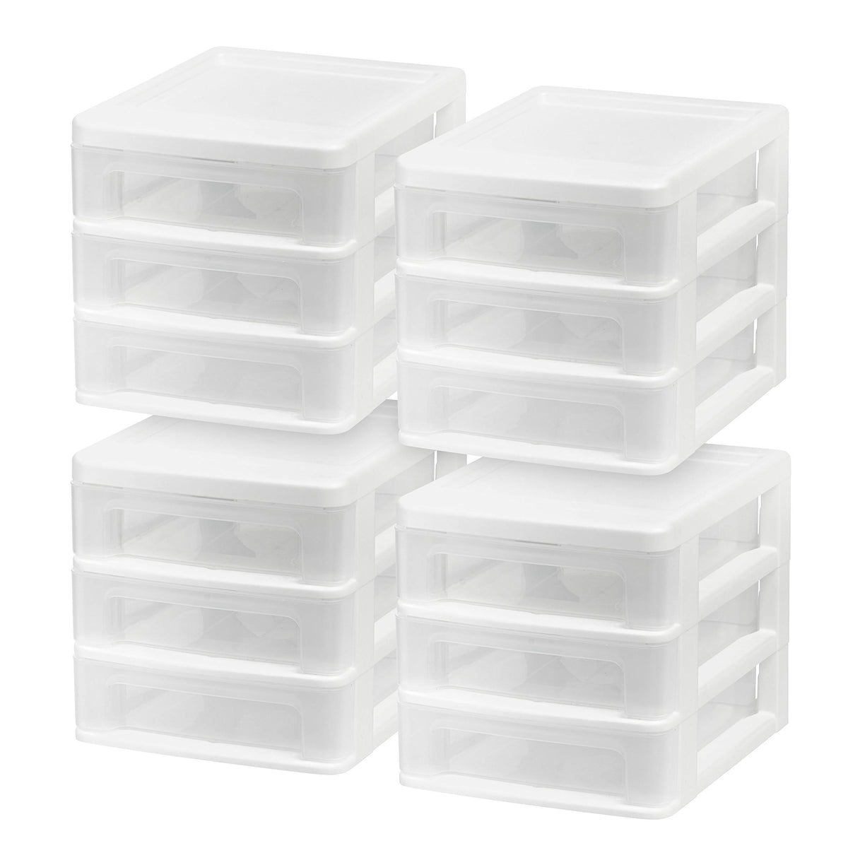 White 4 Pack 3-Drawer Desktop Storage Q7732