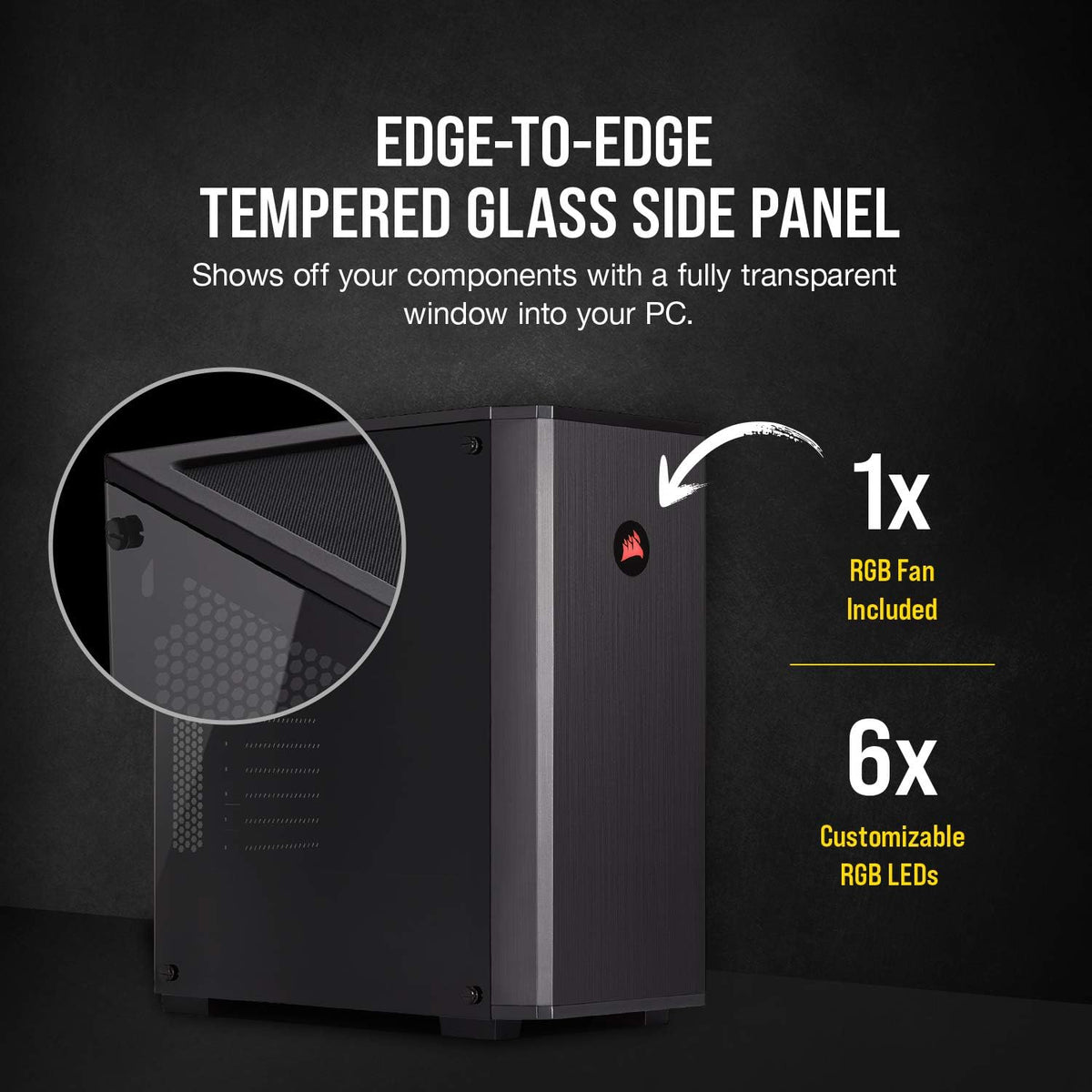 Black Tempered Glass Mid-Tower ATX Gaming Case J101273
