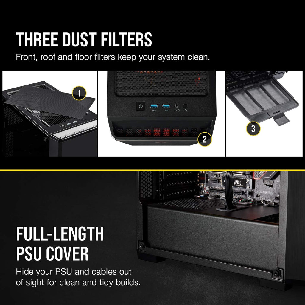 Black Tempered Glass Mid-Tower ATX Gaming Case J101273