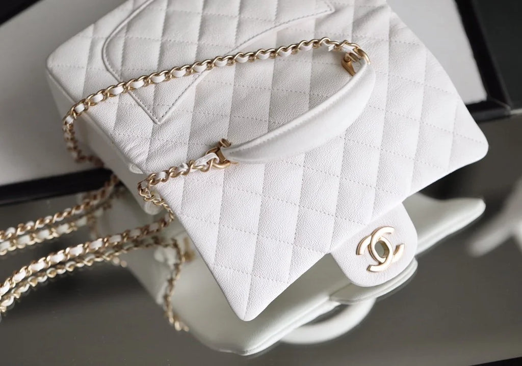 White Mini Flapbag With Top Handle L798168
