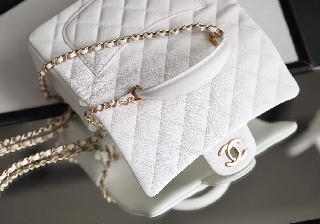 White Mini Flapbag With Top Handle L798168
