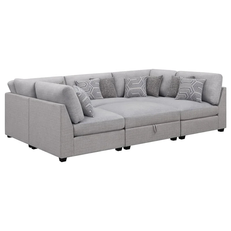 Gray 6-piece Fabric Upholstered Modular Sectional D161048