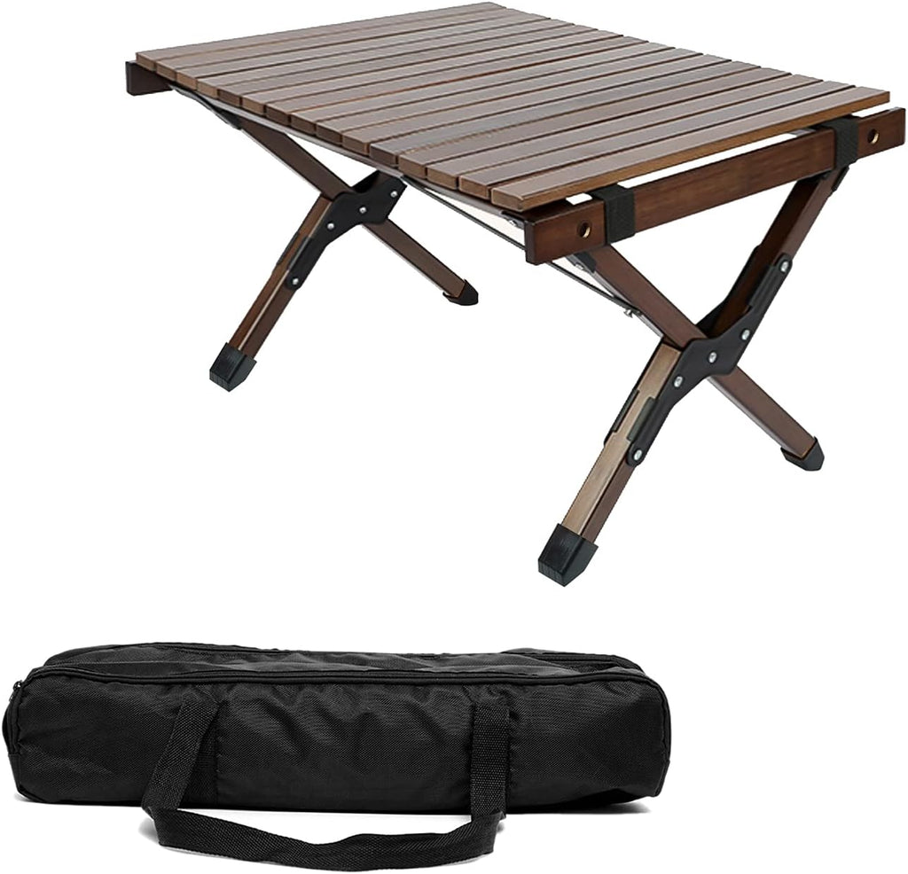 Portable Folding Wooden Camping Table with Carry Bag U573216