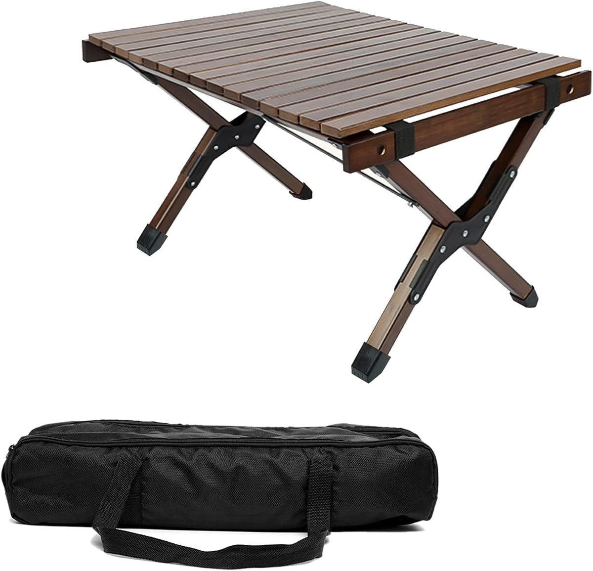 Portable Folding Wooden Camping Table with Carry Bag U573216
