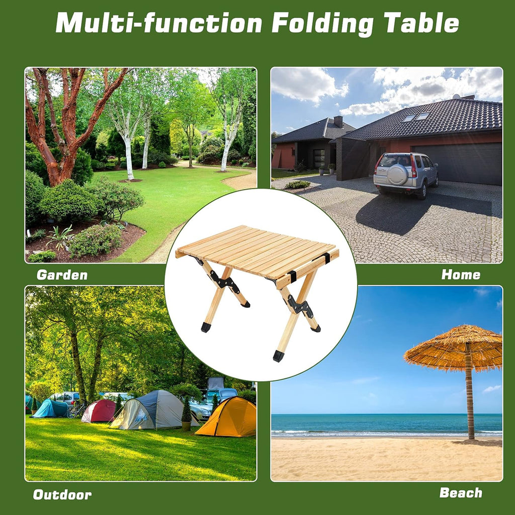 Portable Folding Wooden Camping Table with Carry Bag U573216